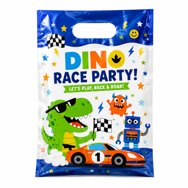 Dino Race Party Favor Bags Dinosaur Birthday Gift Bags with Handles